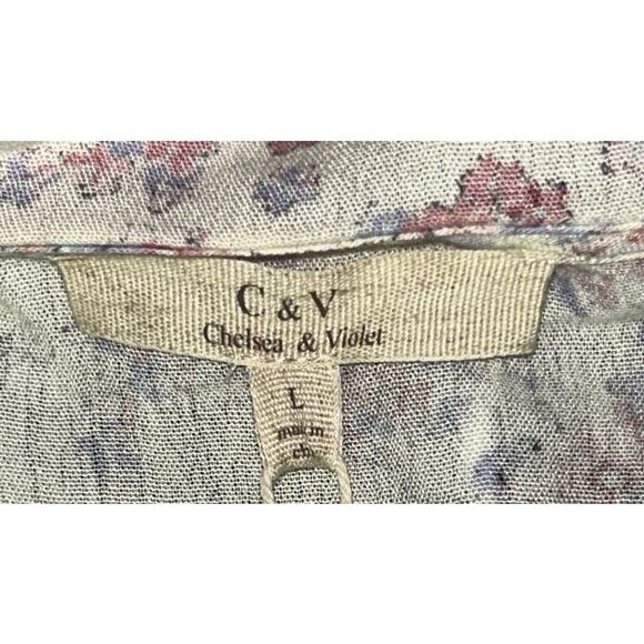 NWT Chelsea & Violet Floral Woven Lace-Up Ruffle Blouse Top Women's Large - Picture 6 of 8